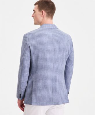 Men's Modern-Fit Blue Check Blazer