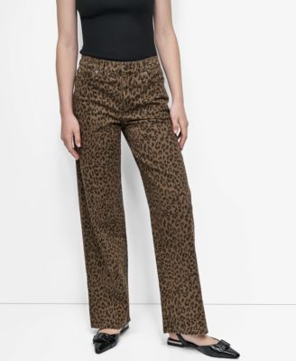 DKNY Jeans - Women's Animal Print Mid Rise Straight-Leg Cotton Jeans