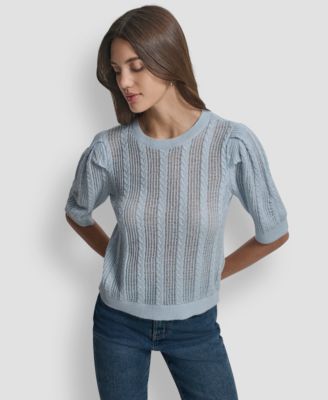 Women's Mixed Stitch Puff-Sleeve Sweater
