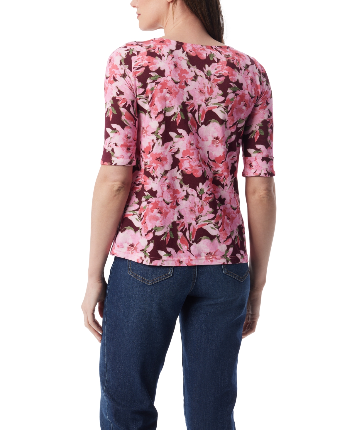 Gloria Vanderbilt Women's Alanis Printed Cuffed-sleeve T-shirt In Multi