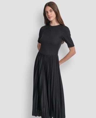 Women's Ballet Sleeve Pleated Midi Dress