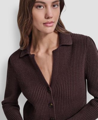 Women's Shaker Stitch Detail Cropped Cardigan Sweater