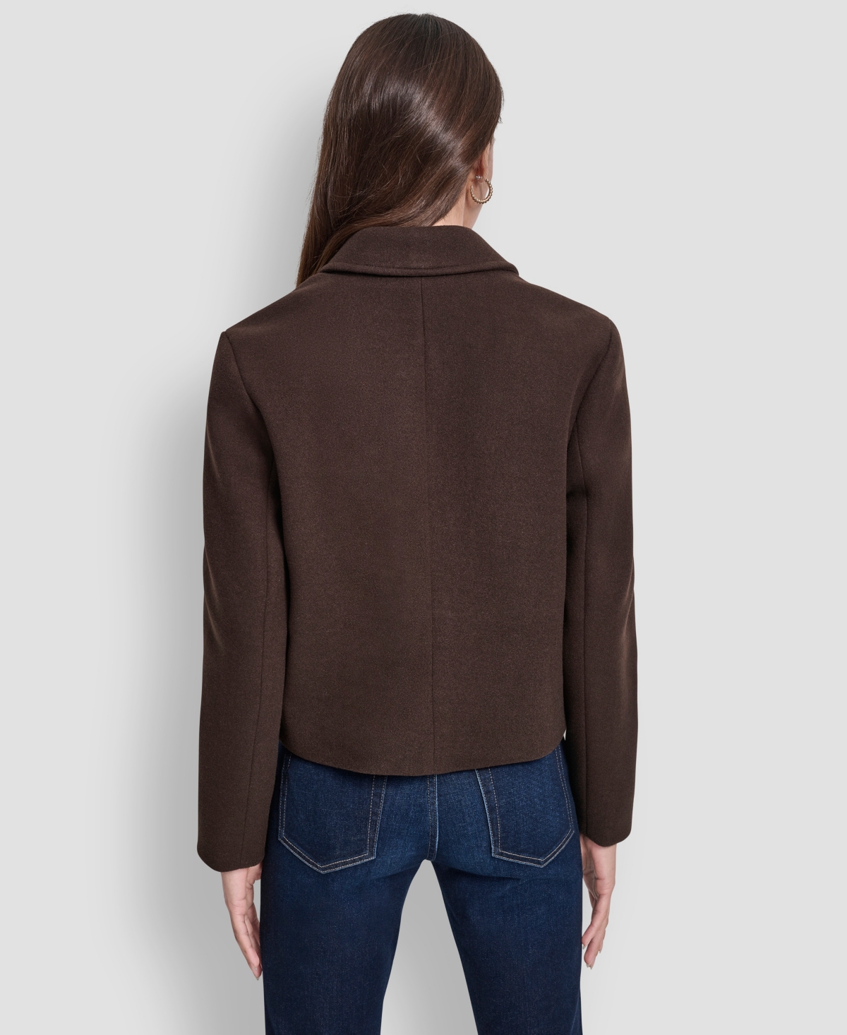 Dkny Jeans Women's Button Front Cropped Jacket In Brown