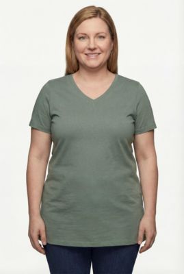 Women's Plus Size Perfect Short-Sleeve V-Neck Tunic Top