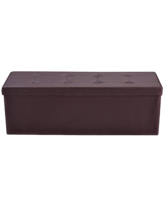 45''x15''x15'' Large Folding Storage Faux Leather Ottoman Pouffe Box Stool