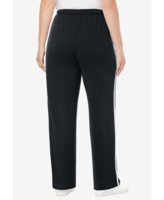 Plus Size Within Better-Fleece Side-Stripe Pull-On Sweatpants