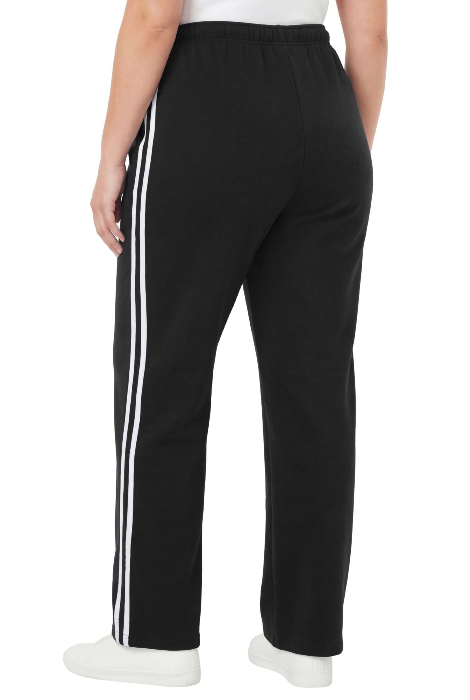 Plus Size Within Better-Fleece Side-Stripe Pull-On Sweatpants