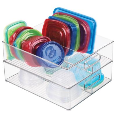 Divided Storage Bin for Fridge or Pantry, Clear, Made in USA