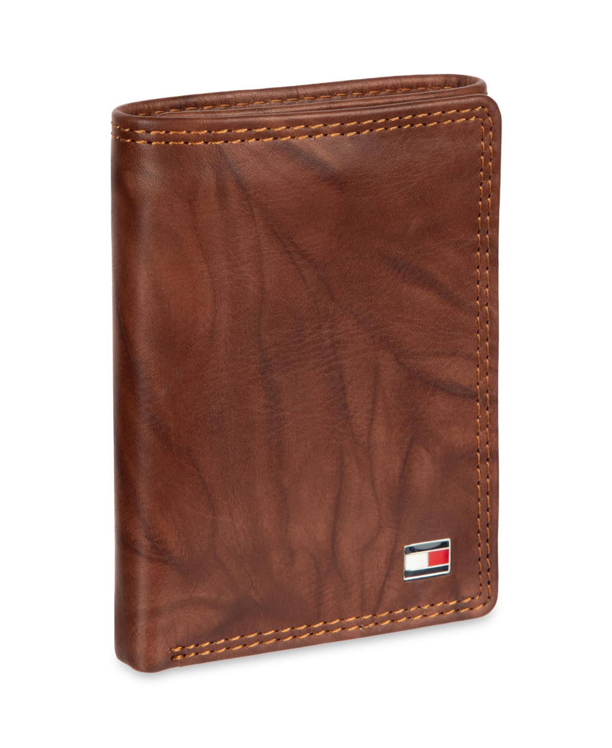 Tommy Hilfiger Men's Ribbon Striped Trifold Wallet In Brown