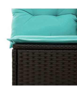 Garden Sofa Black, Blue Poly Rattan, Powder-Coated Steel 2-Seater