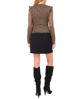 Women's Long Sleeve Smocked Body Blouse