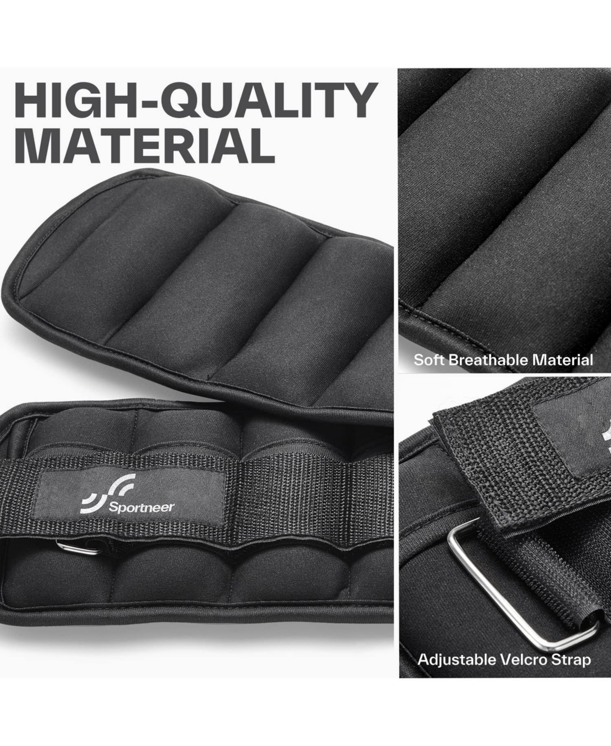 Sportneer Adjustable Ankle Weights Set of 2-2/3/4/6/7 Lbs Pair with Removable and Wrist Weight