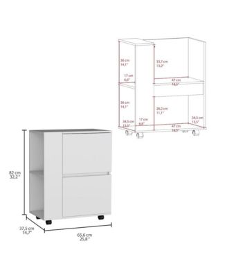 27.5 D x  40.5 W x  35.3 H Arlet Kitchen Island White/Macadamia MDF