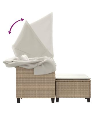 Garden Sofa Beige PE rattan, powder-coated steel, polyester fabric