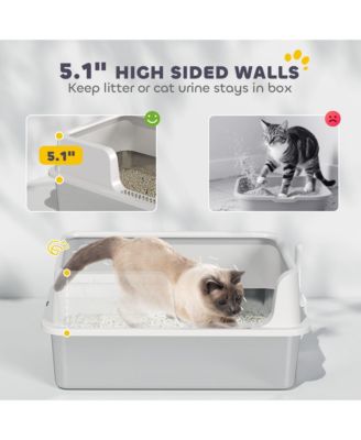 Stainless Steel Litter Box, Enclosed Cat Litter Box, Light