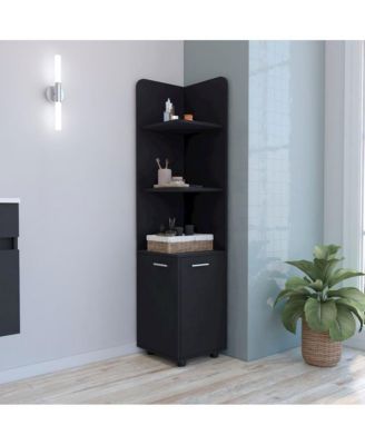 Malibu Corner Linen Cabinet Black MDF