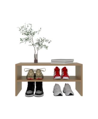 Shoe Rack, 2 Open Shelves, Low Horizontal Design, Freestanding Unit, Bedroom Use, Wenge