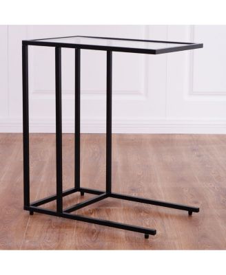  Tray Side Sofa End Table Ottoman Couch Stand TV Lap Snack W/Glass Top