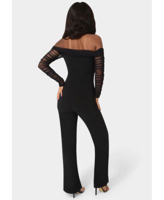 Women's Off Shoulder Ruched Jumpsuit