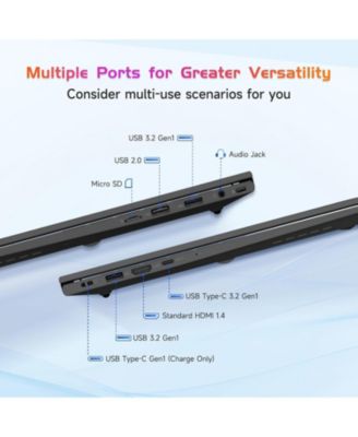 17.3" IPS FHD-Laptop, Intel 6 Cores i3-1215U 16GB RAM 256GB SSD (Beat Ryzen 5 7520U, Up to 4.4GHz) Computer with 65W GaN Type C Backlit Keyboard Fingerprint, for Home Student and Business Black