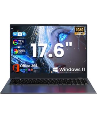 17.6 inch Student-Laptop Computer, 2025 16GB RAM 384GB SSD Expandable 512GB Windows 11 Laptop, Quad-Cores Processor, 1080P FHD Display, 1 Year Office 365, Backlit Keyboard, WiFi 6, Type C