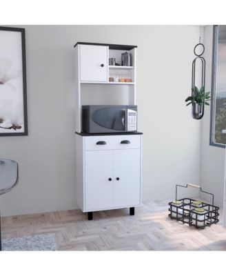 66.6"H x 23.6"W Laminated Particle Board 2 Cabinets, Drawer, Open Shelves Kitchen Pantry Cabinet