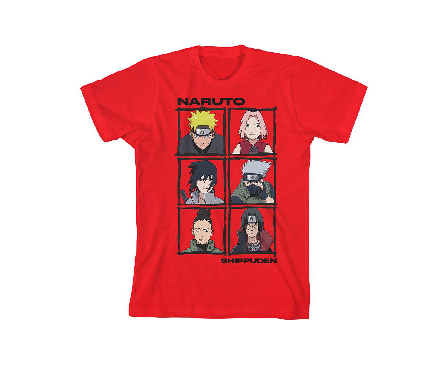 Shippuden Anime Characters Youth Boys Red Graphic Tee-Large