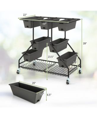3-tier Vertical Raised Garden Bed w/ 7 Planter Boxes Drainage Holes Storage Shelf
