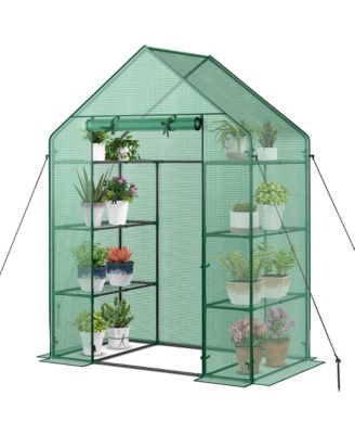 Portable Mini Walk In Outdoor 4 Tier 8 Shelves Greenhouse