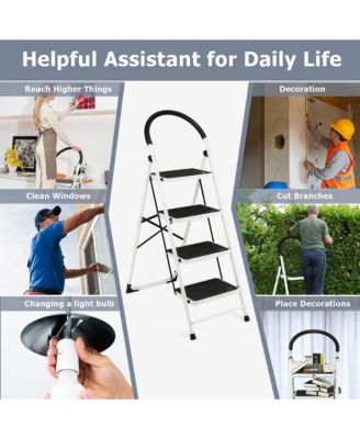 4 Step Ladder Folding Stool Heavy Duty 330Lbs Capacity Industrial Lightweight