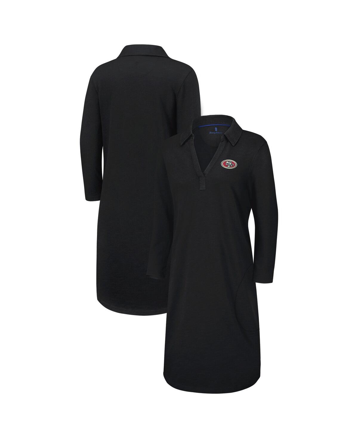 Tommy Bahama Black San Francisco 49ers Ashby Isles Three-quarter Length Sleeve Pullover Jersey Dress In Black