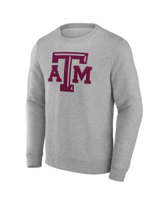 Men's Heather Gray Texas A M Aggies Applique Fleece Pullover Sweatshirt