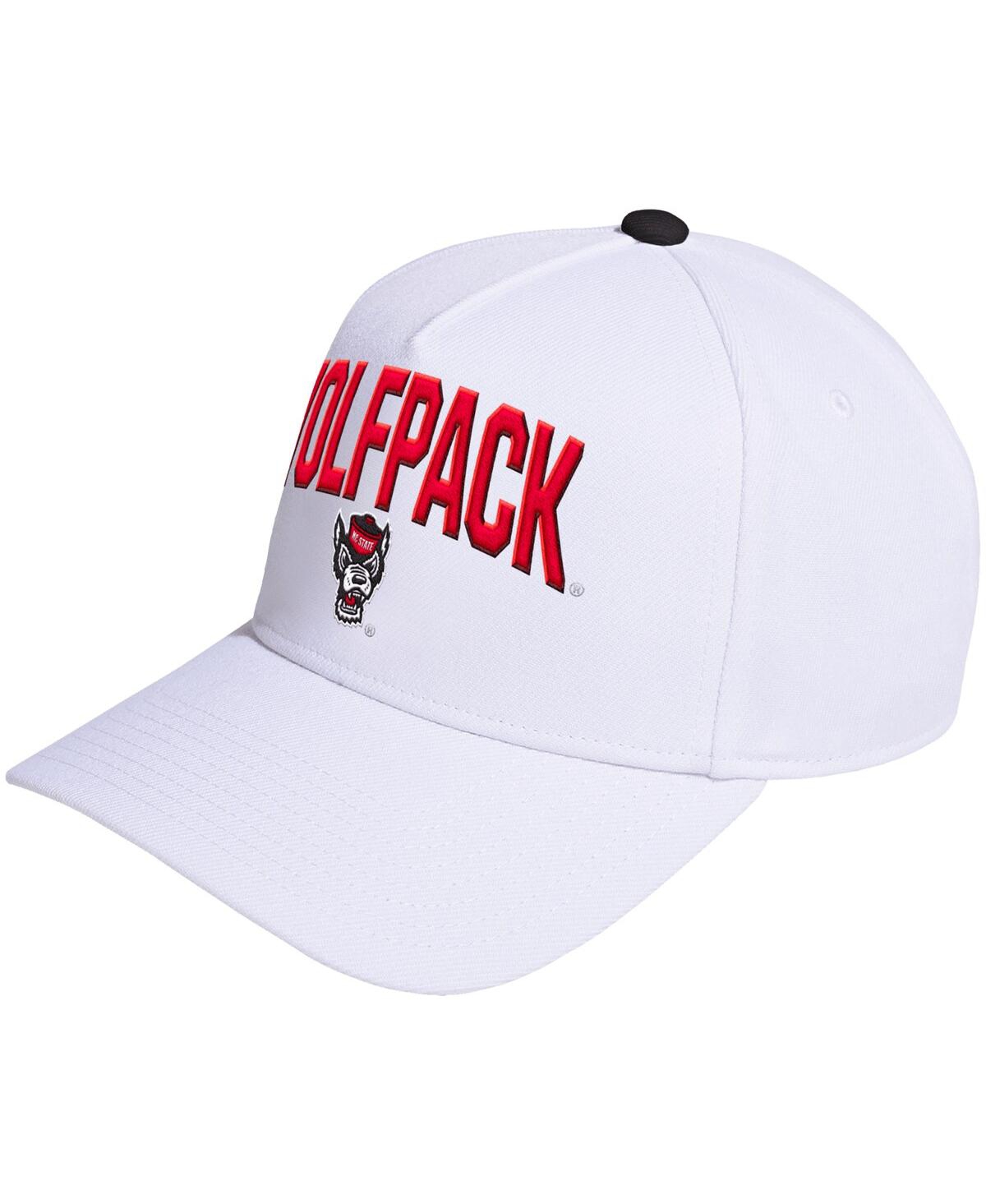 Adidas Originals Men's And Women's White Nc State Wolfpack Locker Room A-frame Adjustable Hat In White