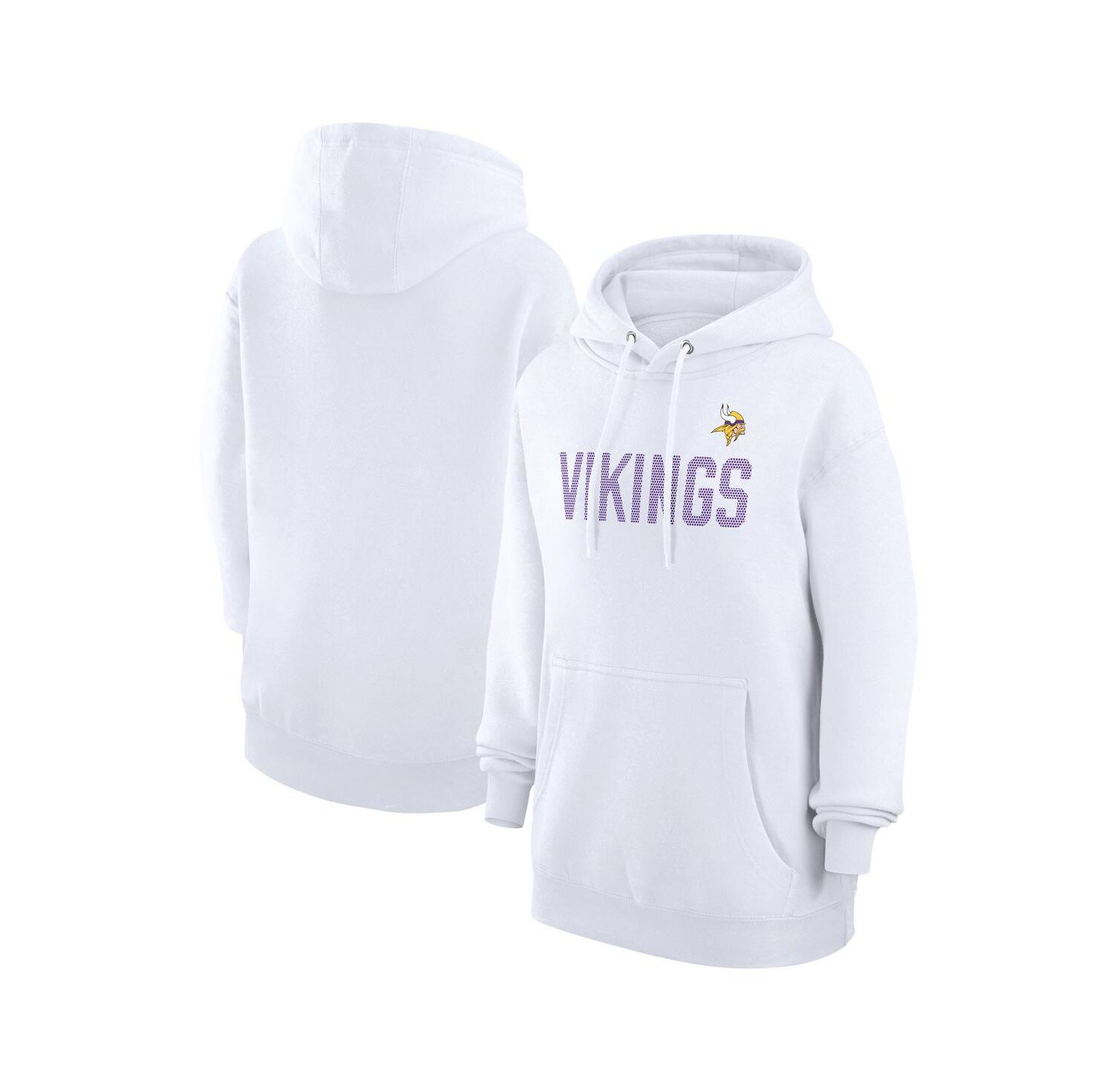 Women's White Minnesota Vikings Dot Print Pullover Hoodie
