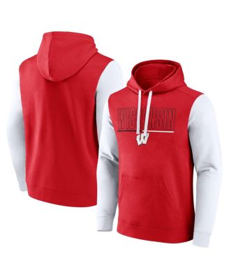 Fanatics - Men's Red/White Wisconsin Badgers Outline Pullover Hoodie