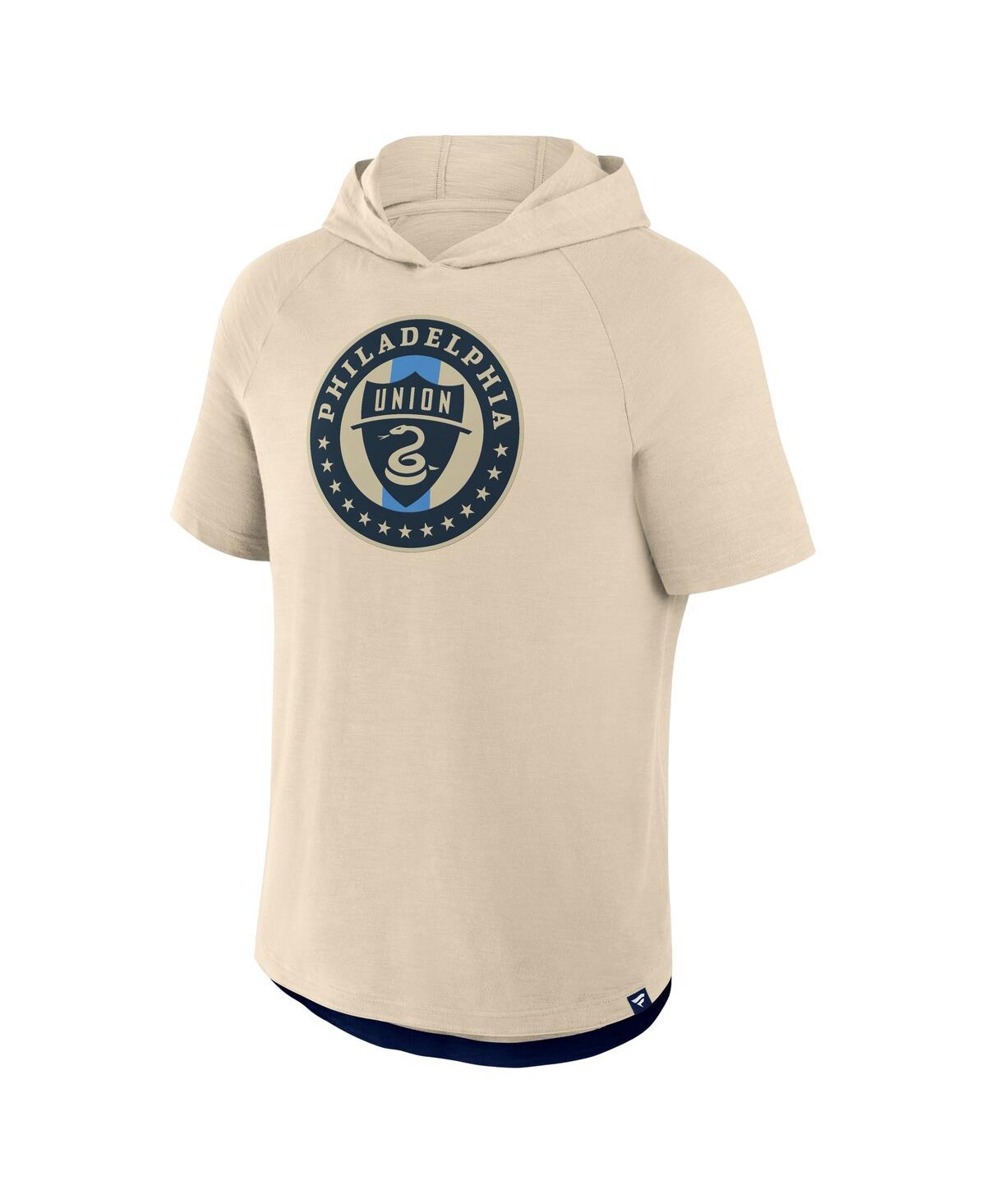 Fanatics Men's Gold Philadelphia Union Hat Trick Stadium Slub Raglan Short Sleeve Pullover Hoodie In Neutral