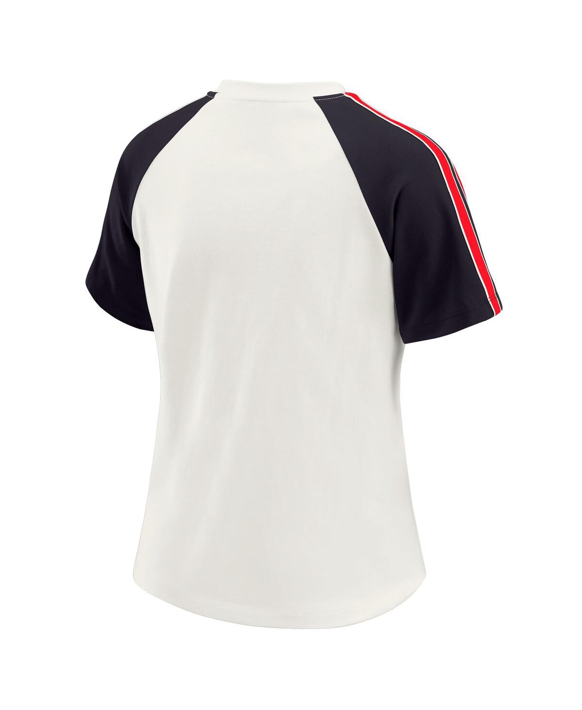 Wear By Erin Andrews Women's White Houston Texans Sleeve Stripe Distressed Raglan T-shirt In White