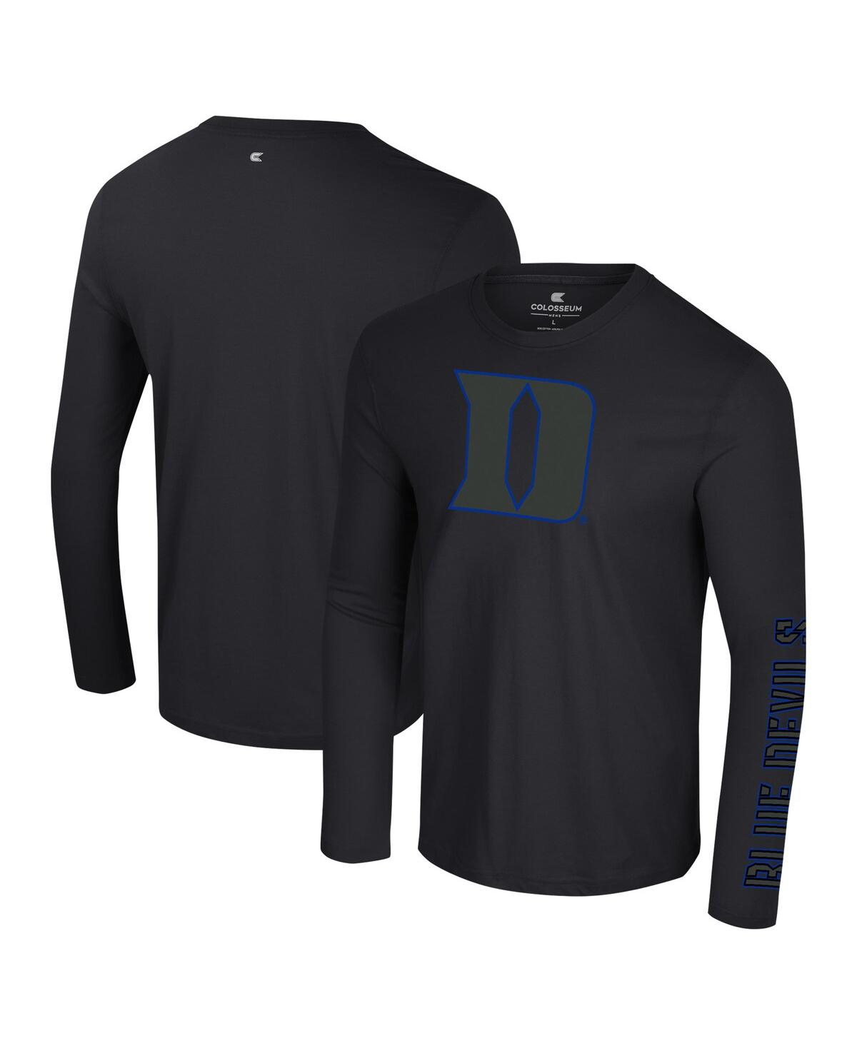 Colosseum Men's Black Duke Blue Devils Color Pop Active Blend 2-hit Long Sleeve T-shirt In Black