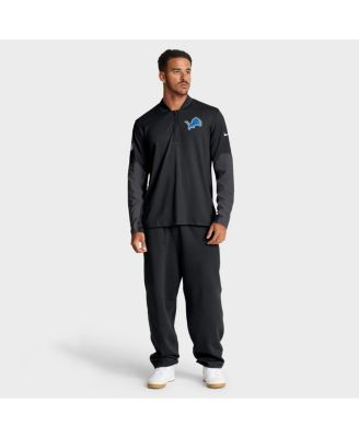 Men's Black Detroit Lions Sideline Feel the Pressure Performance Half-Zip Pullover Sweatshirt