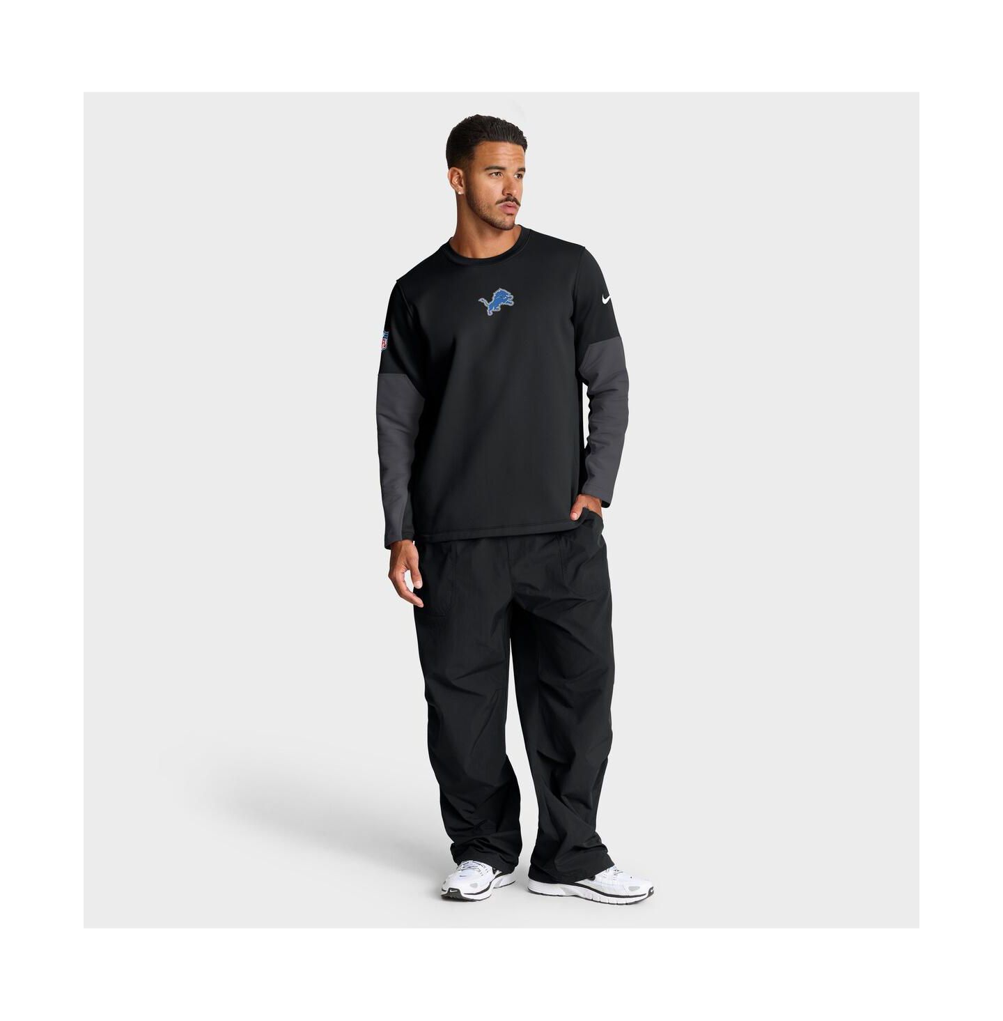 Мужская футболка Nike Black Detroit Lions Sideline Scripted to Win Performance Long Sleeve — фото 3