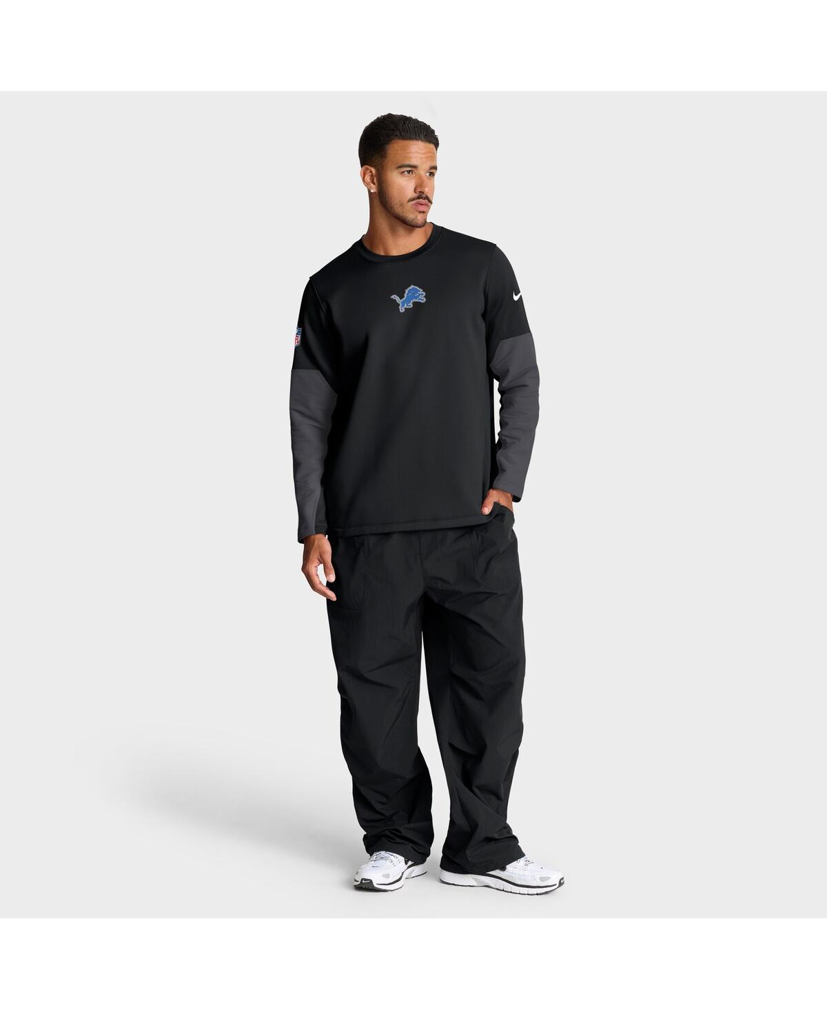 Nike Black Detroit Lions Sideline Scripted To Win Performance Long Sleeve T-shirt In Black