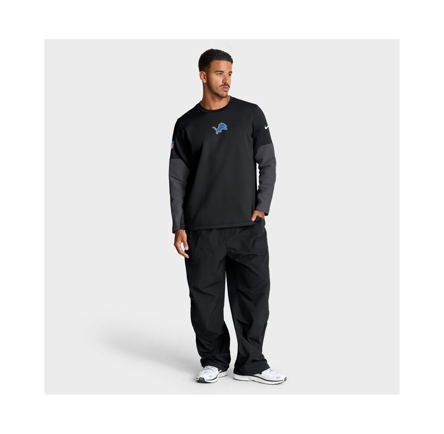 Men's Black Detroit Lions Sideline Scripted to Win Performance Long Sleeve T-Shirt