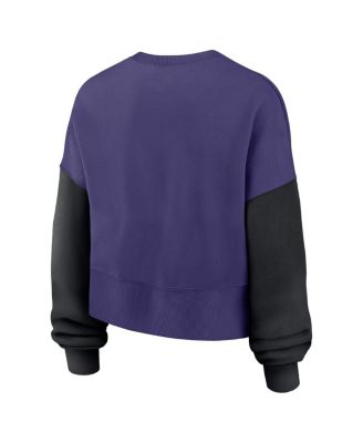 Women's Purple Baltimore Ravens Oversized Color Block Pullover Sweatshirt