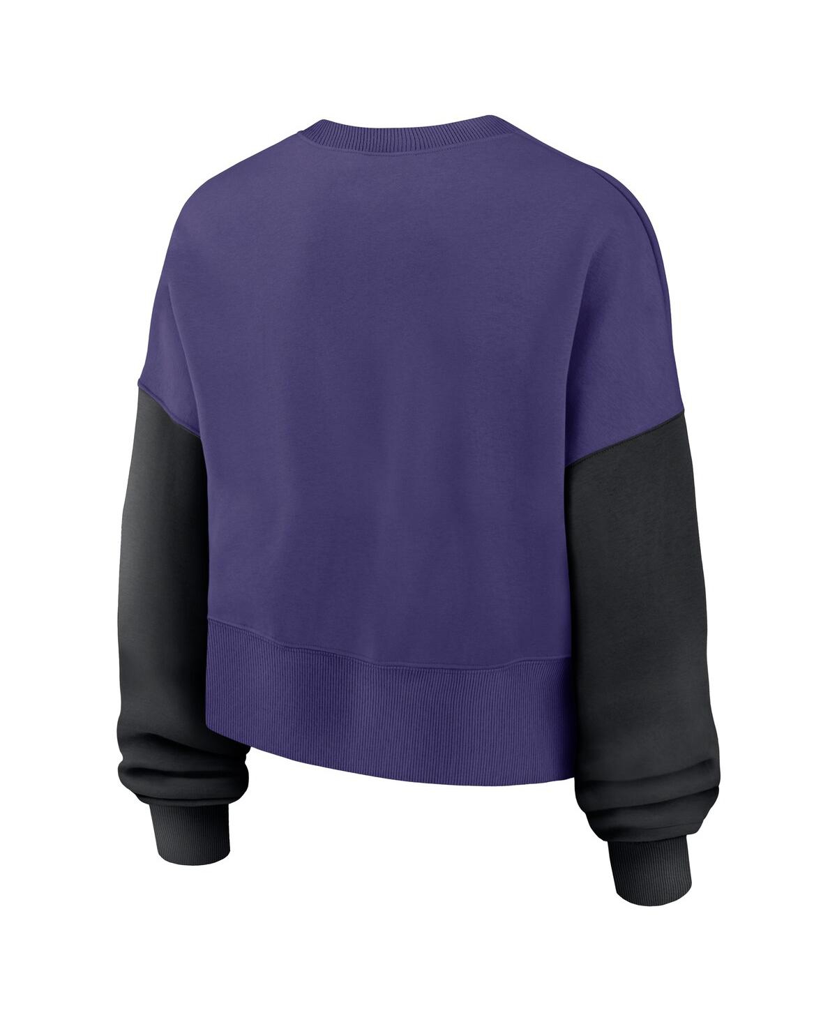 Nike Women's Purple Baltimore Ravens Oversized Color-block Pullover Sweatshirt In Purple