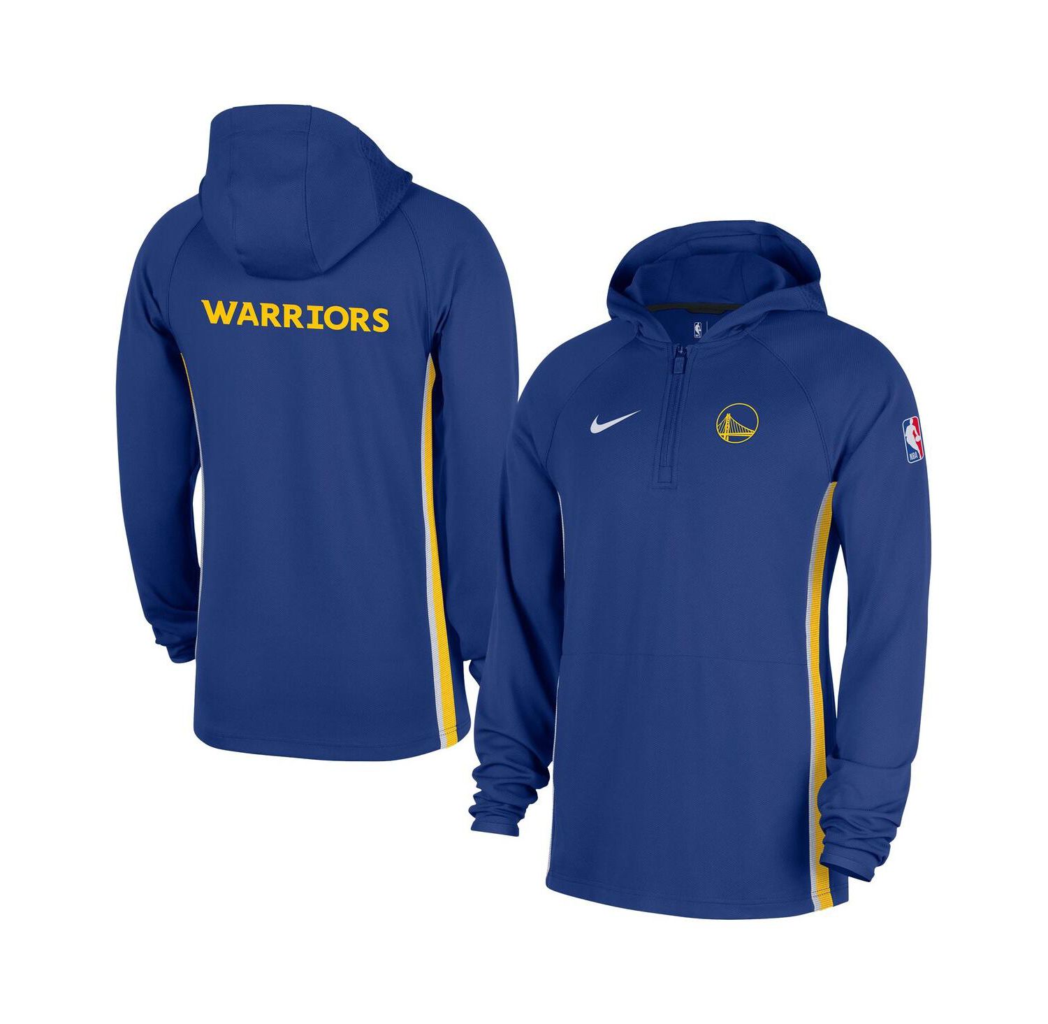 Men's Blue Golden State Warriors Authentic On Court Zone Quarter-Zip Dri-FIT Hoodie Jacket