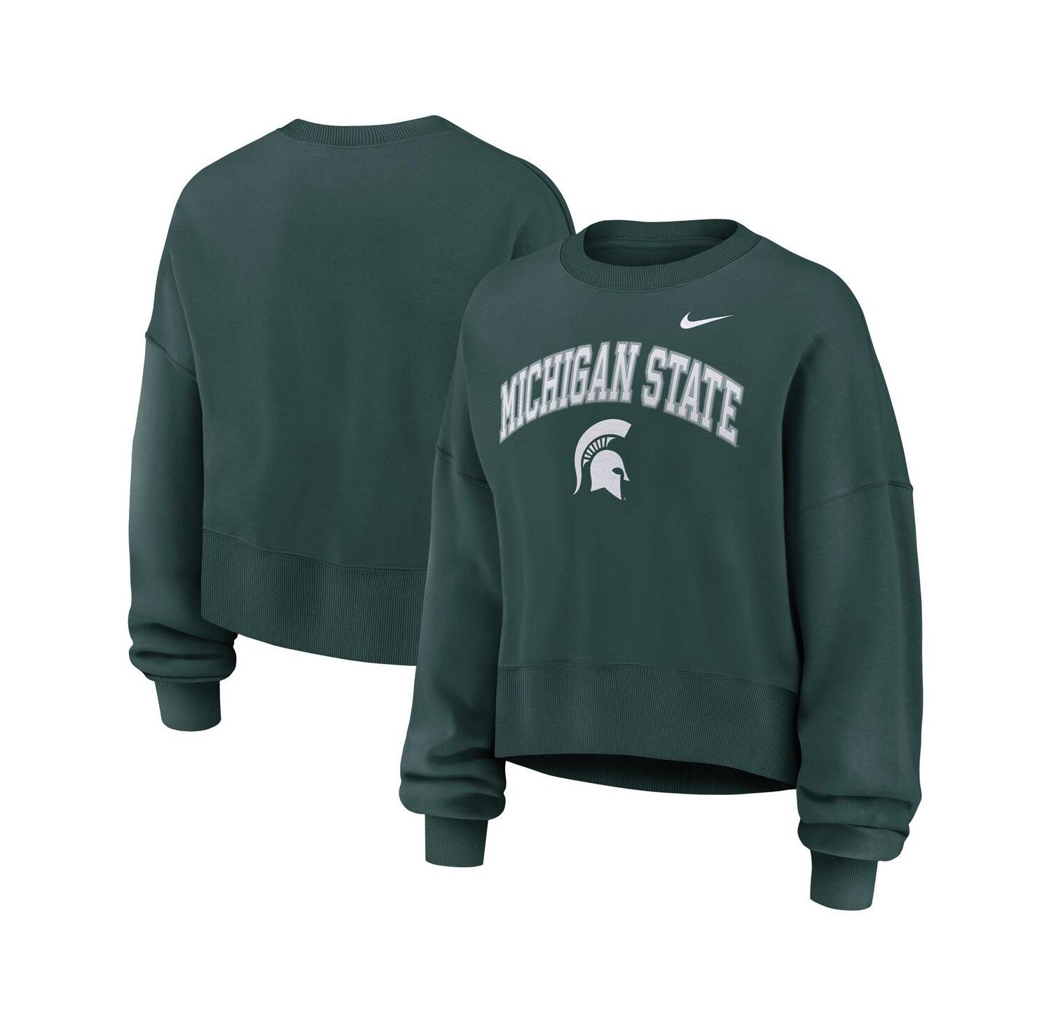 Women's Green Michigan State Spartans Oversized Phoenix Arch Pullover Sweatshirt