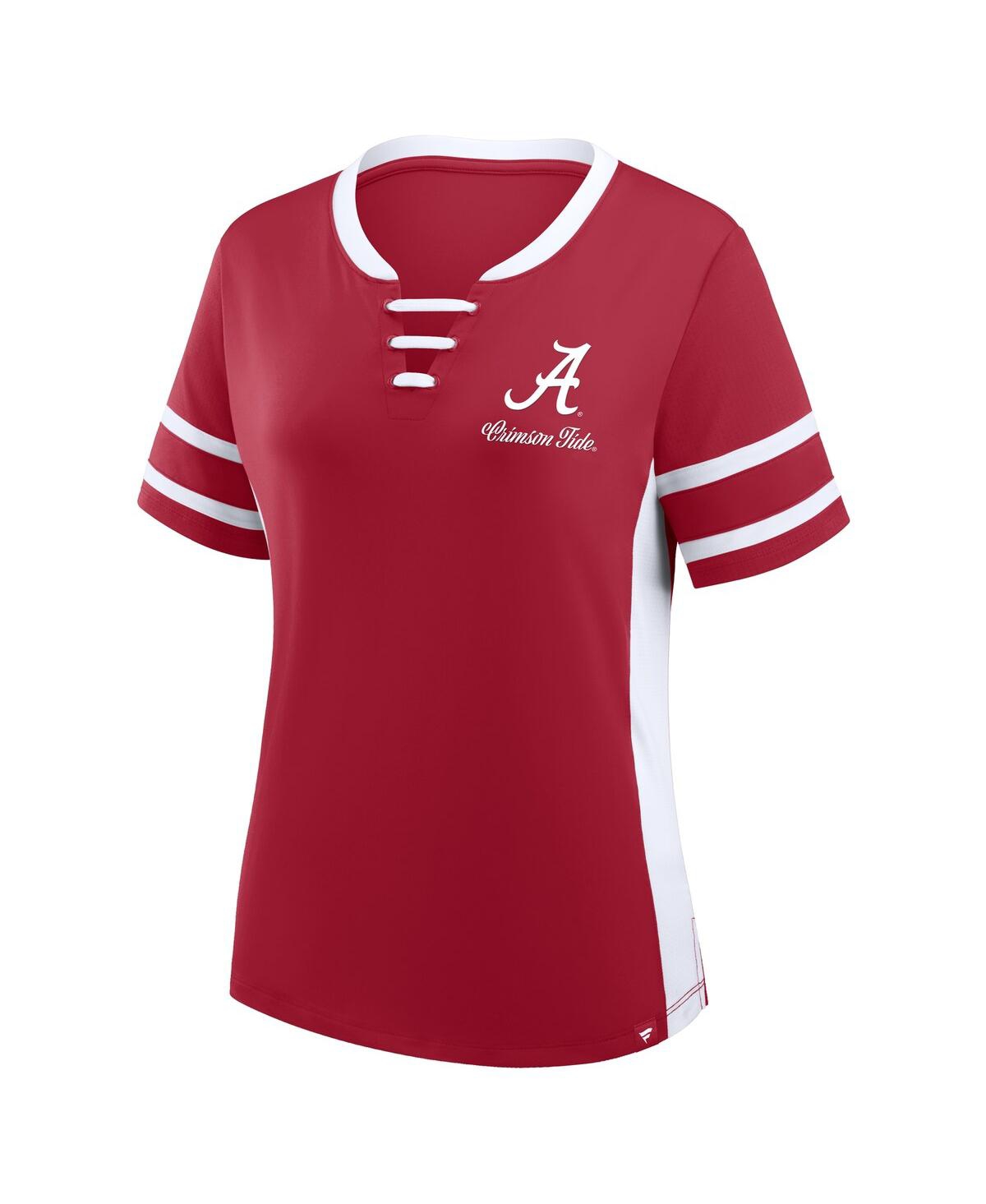 Fanatics Women's Crimson/white Alabama Crimson Tide Be Fearless Athena Lace-up T-shirt In Red