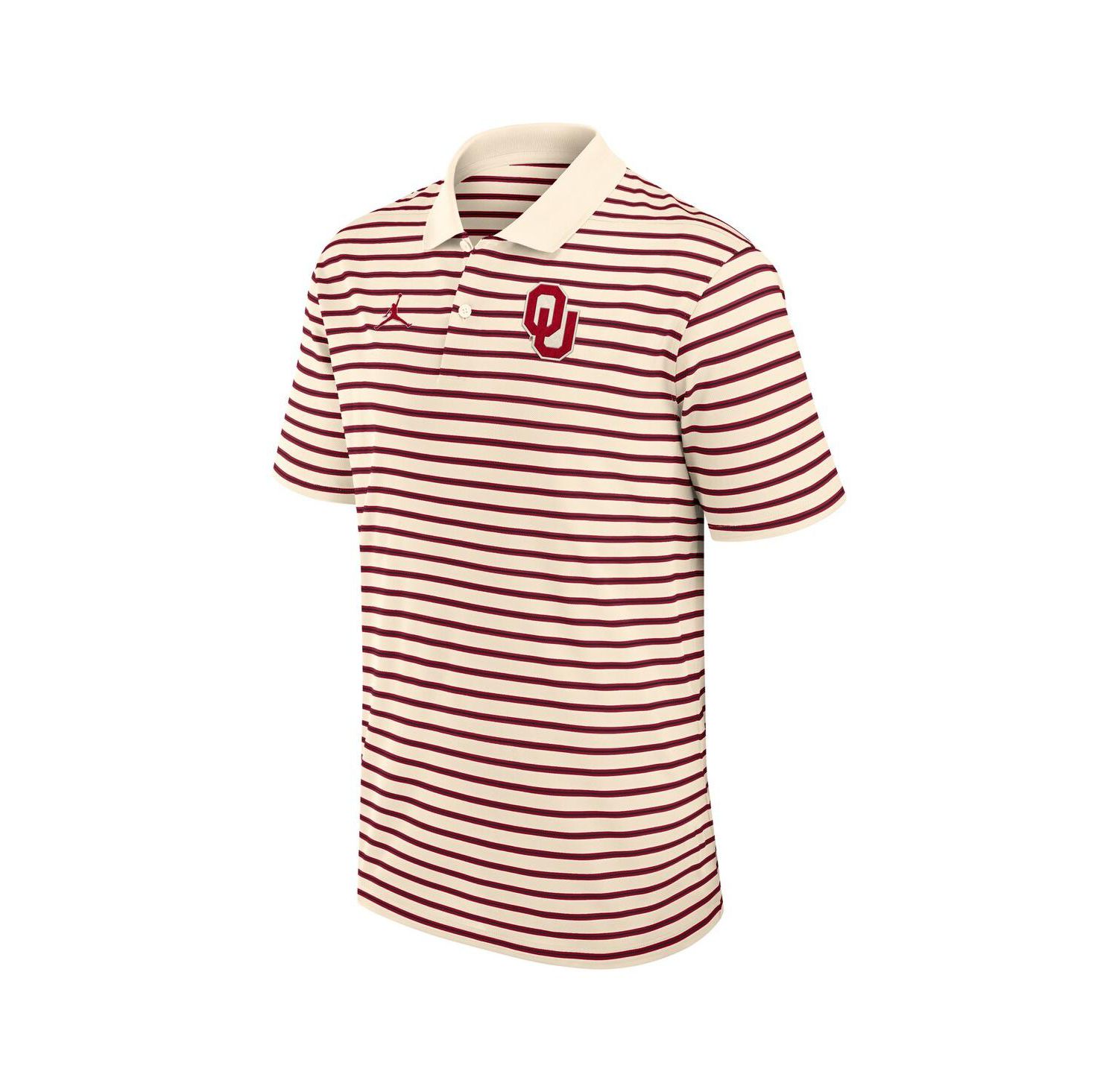 Men's Tan/Crimson Oklahoma Sooners Striped Primary Logo Performance Polo Shirt