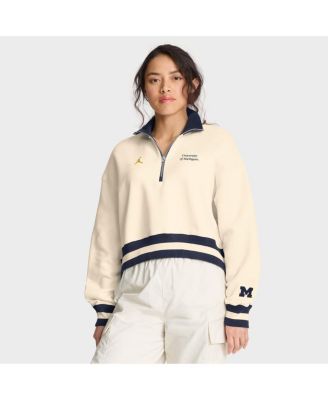 Jordan - Women's Tan Michigan Wolverines Legacy Half-Zip Sweatshirt