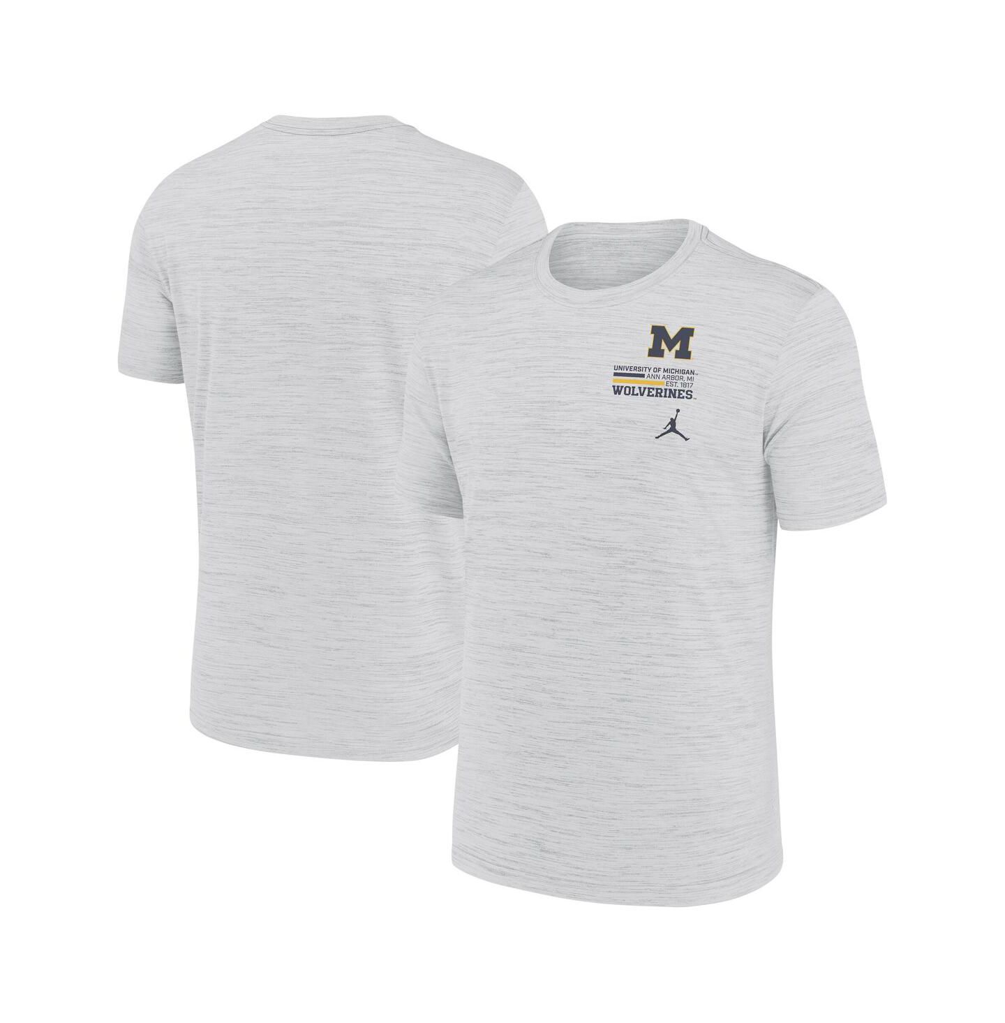 Мужская футболка Jordan White Michigan Wolverines Velocity Stacked Performance — фото 1